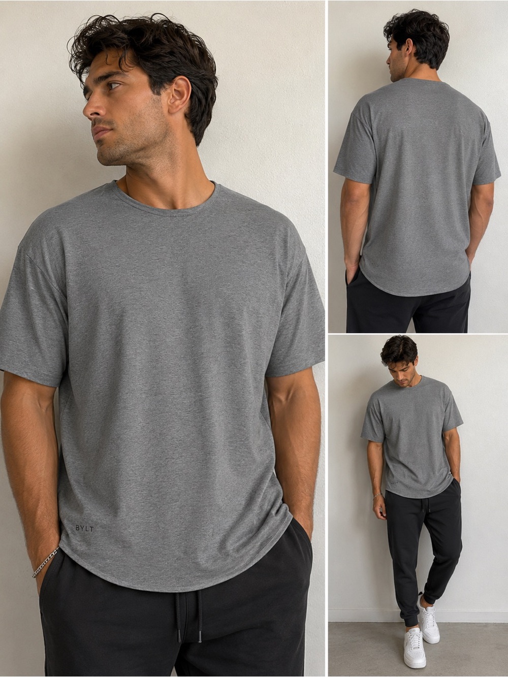 BYLT Basics Gray Short Sleeve Crewneck Tee